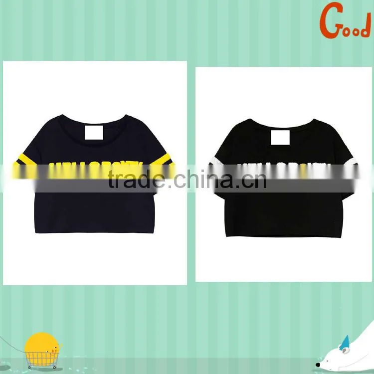 Custom Lettere Embroidery Crop Top With Contrast Strip