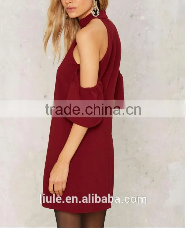 New women clothing elegant cold shoulder dress girls party sexy dress