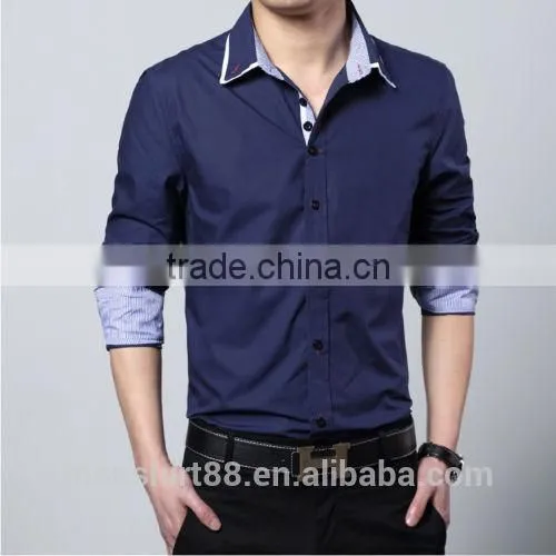 mens slim fit solid color button down collar dress shirt