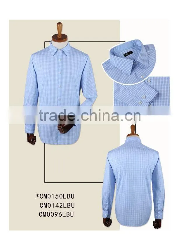 100% cotton checked long sleeve button up collar made to measure custom mens dress shirt