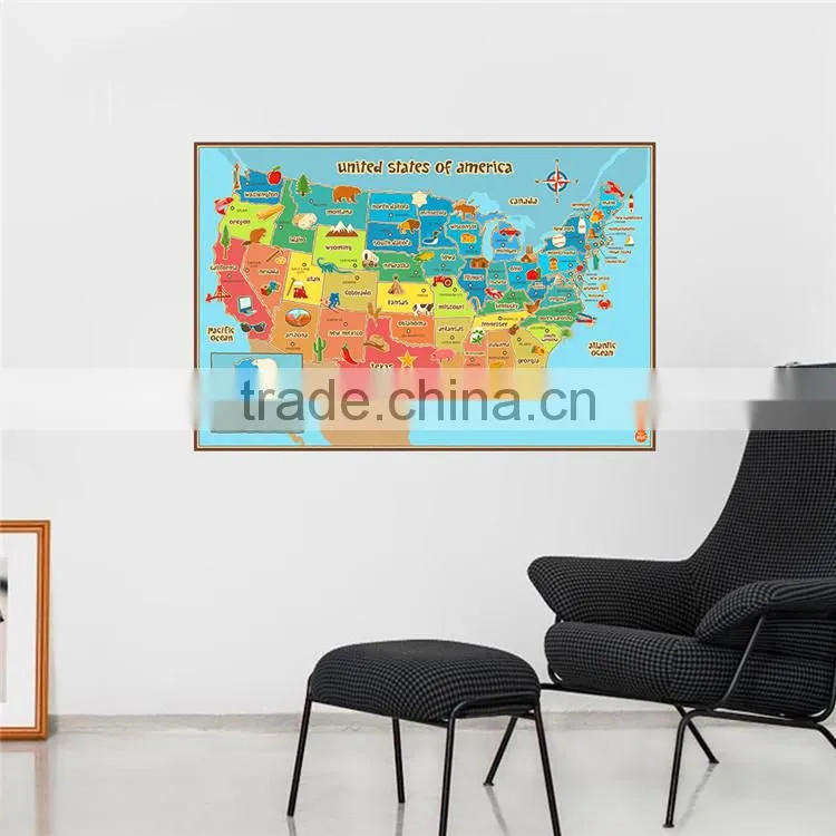 removable wall sticker USA America states colorful animal map wall decor animals fruits paint craft paper living room bedroom st