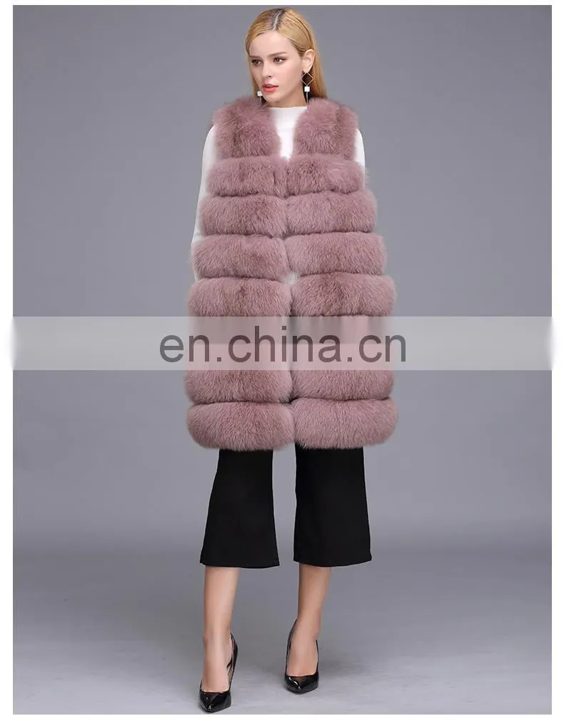 Ladies Wholesale Women Real Fox Fur Sleeveless Long Vest