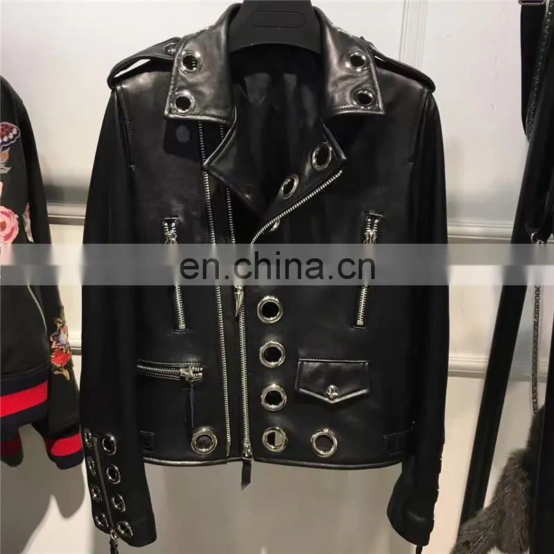 Custom Design Women Black Leather Jacket Custom Made Leather Jacket