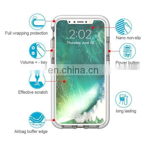Diamond Pattern Lightweight Anti Drop Soft TPU + TPE Buffer Bar Back Cover Case for iPhone X