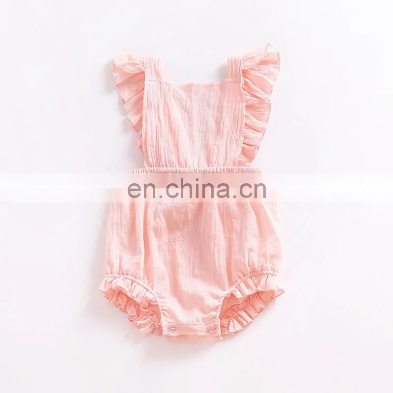 Lovely Romper Sleeveless Summer Linen Ruffle Baby Romper