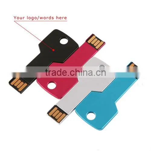 Promotional Kongst USB key shape USB flash drive with custom logo engraving