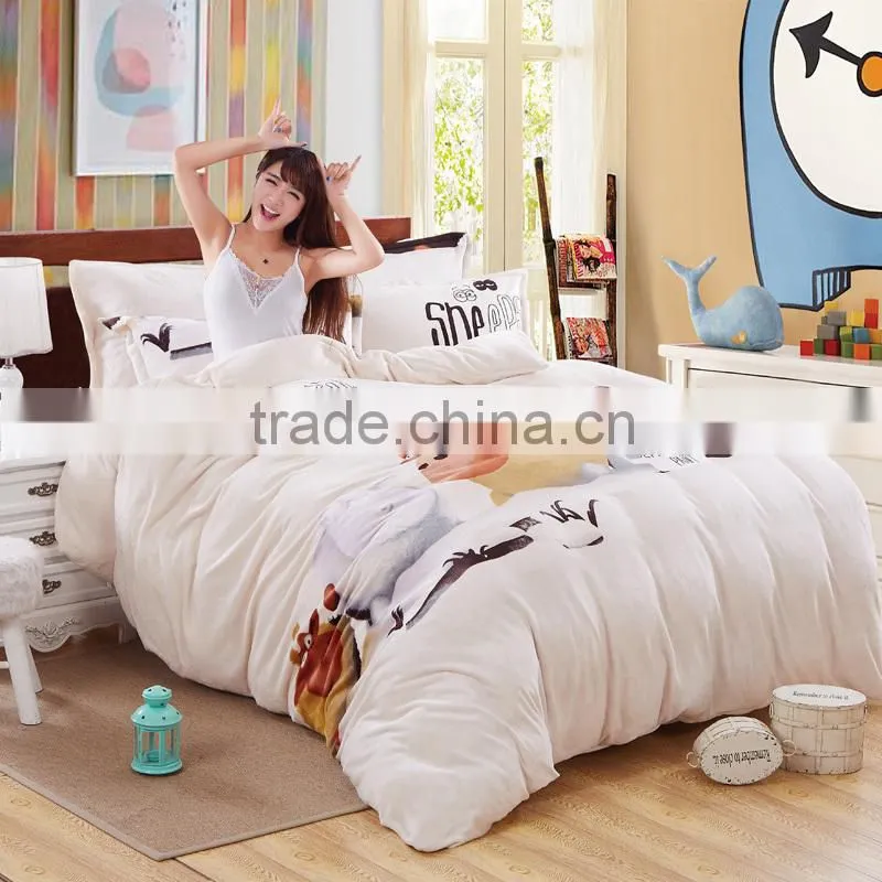 Home use adult cartoon style cute sheep duvet cover aanimal printed kids 5d bedding set