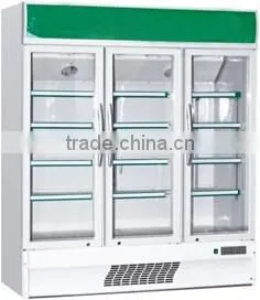 1000L comercial three door display upright beverage cooler