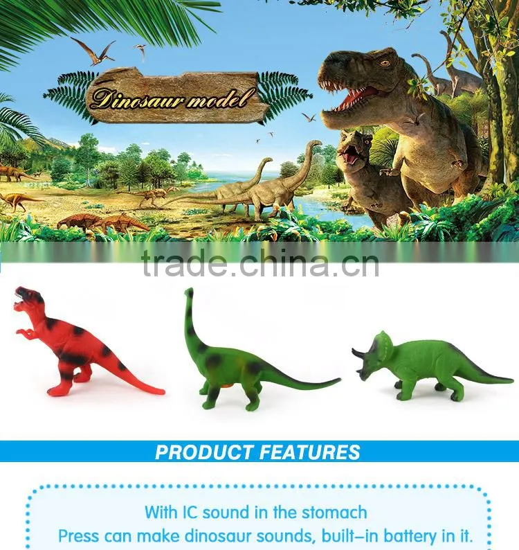 Cool animal world model toys vinyl dinosaur toys with IC sound for children