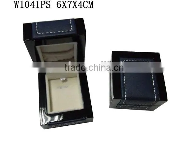 W1041RM Whosale Ring Jewelry Wooden Box High Glossy With PU leather stitching on top