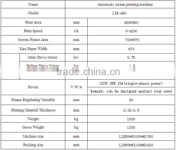 Automatic Membrane Switch Panel Screen Printing Machine lt-460