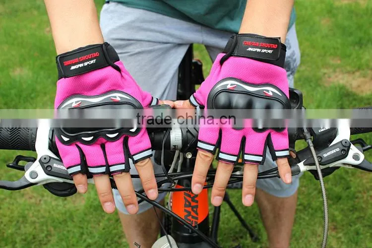 Men Motorcycle Cycling Gloves Half Finger Anti Slip 3D Hard Shell Protective Bicycle Bike Riding Racing Gloves