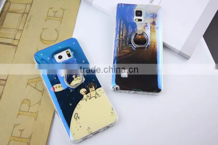 Blue light TPU city cartoon soft case with Ring Bracket for Samsung S6 edge/S7/Note5/A9/A710