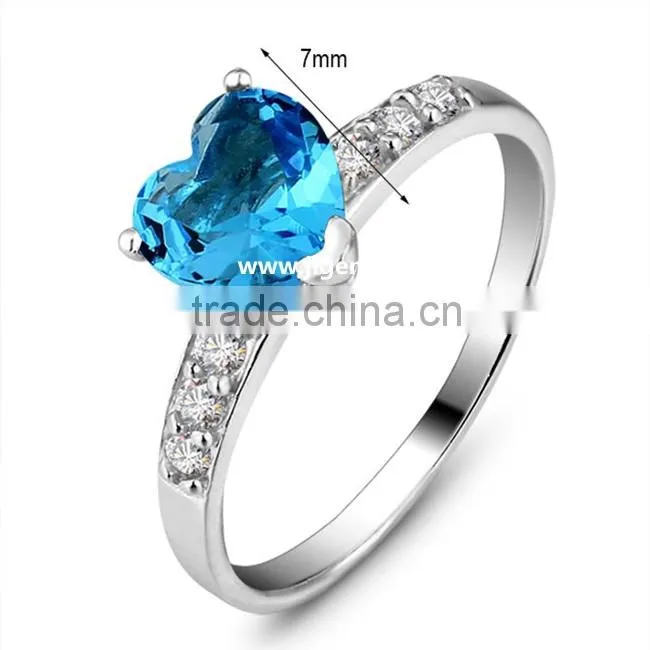 American Size 925 Sterling Silver Gemstone Ring With AAA Grade Heart CZ Gemstone