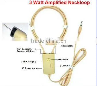 3 Watt Amplified Induction Earpiece Neck loop Wireless Micro Nano Spy Earpiece
