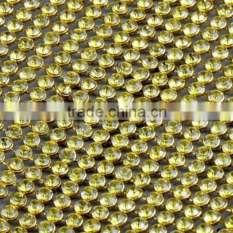 Wholesale 120 x 45cm Gold Aluminium Setting Transfer Crystal Rhinestone Mesh