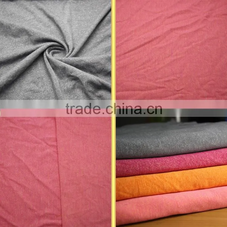 Weft knitted cotton touch polyester rayon spandex T-shirt fabric