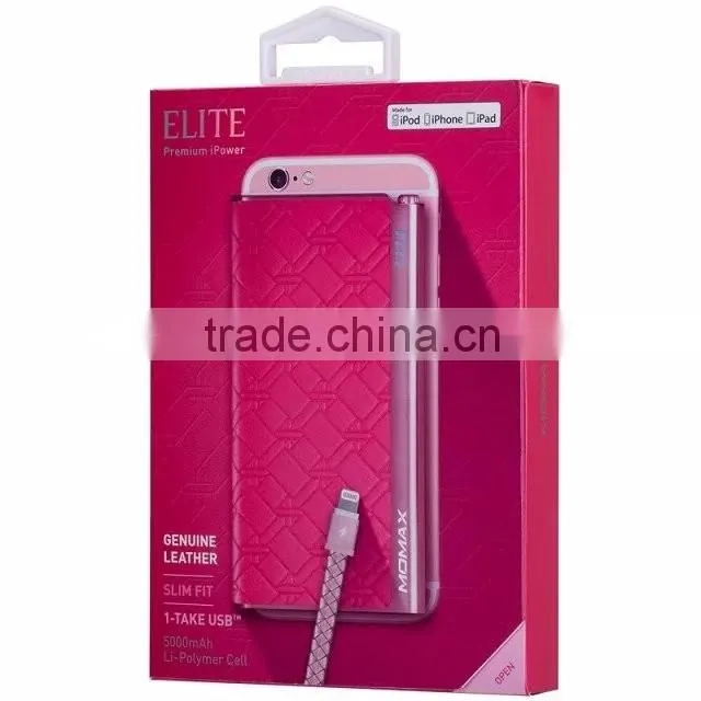 Momax MFI Luxury Power Bank for Universal Mobile Phone Elite Series Quick Charging 5000mAh External Battery TB-0300