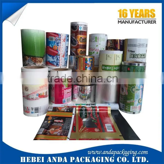 Aluminum foil food packaging film/plastic printed laminated packing film roll for snack