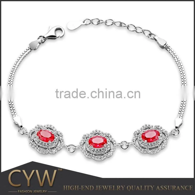 CYW innovative product, red zircon noble Silver bracelet jewelry tennis bracelet