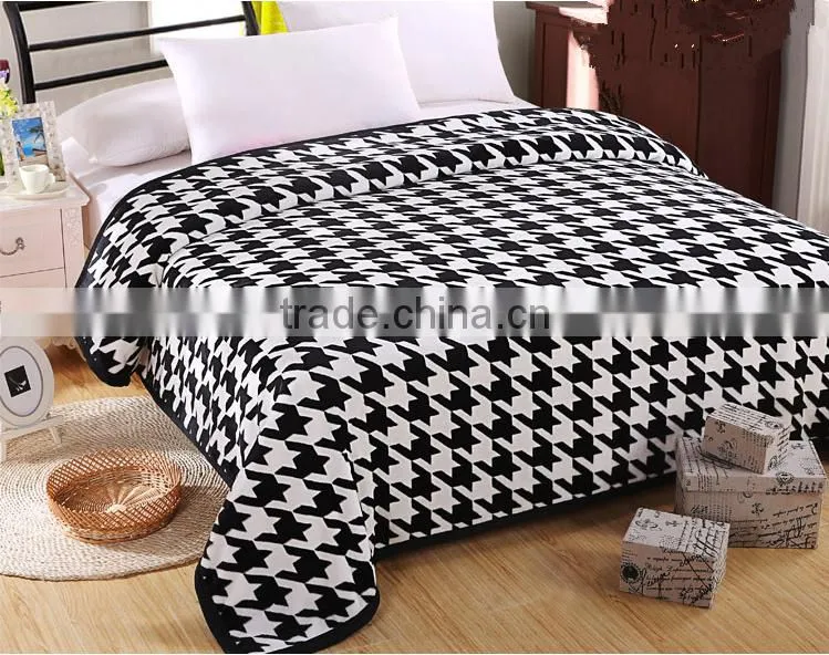 fashion grid stripe flannel blanket