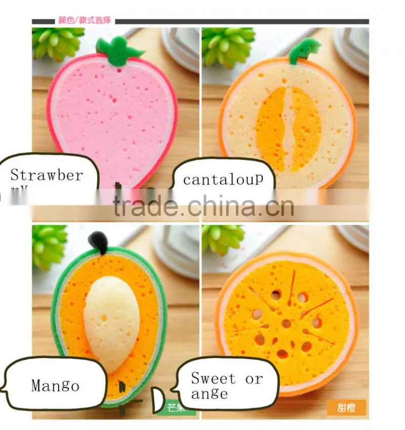 J195 4types Fruit Sponge Cleaning Cloth sponge scouring pad