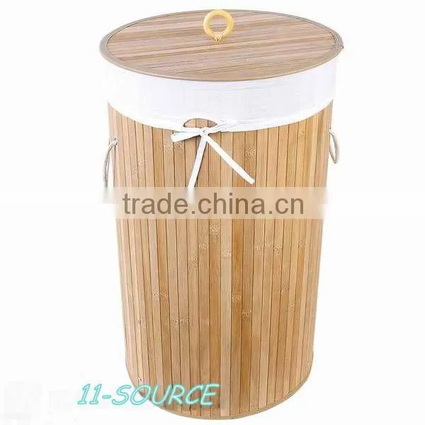 Cylindrical Bamboo Hamper