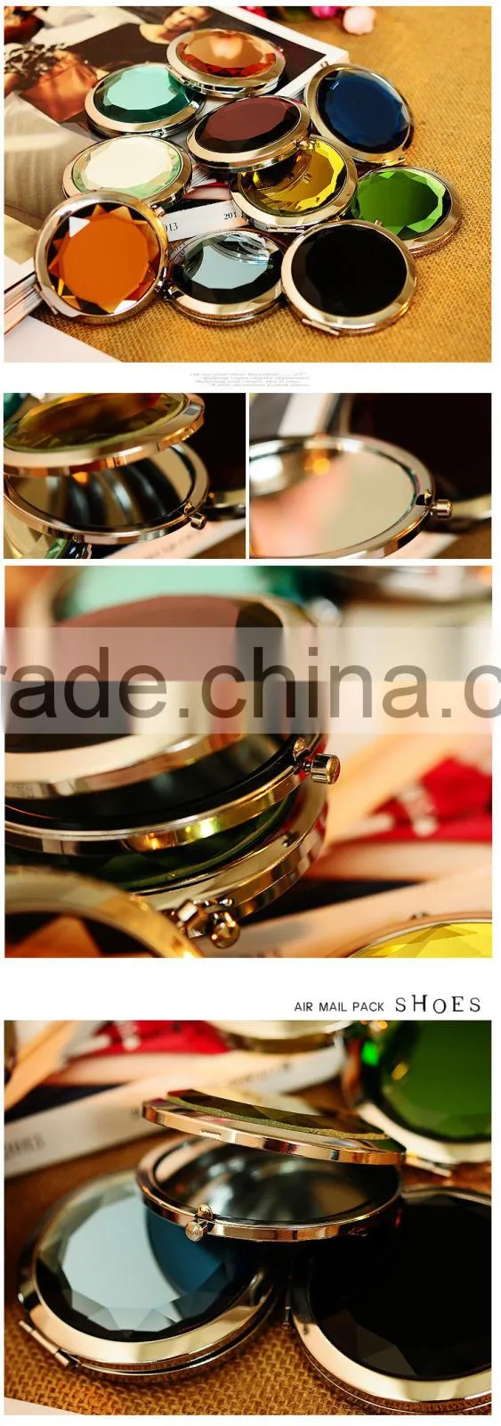 Small round metal mirror made in china mirror factory you can add your own logo