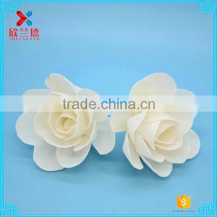 Make handmade organic paper/wood open rose decorative artificial flower