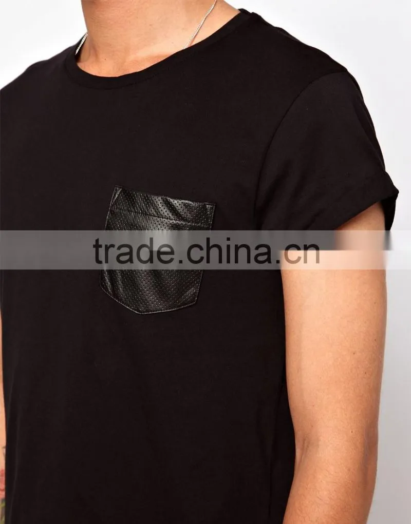 Custom print t shirt with leather sleeve