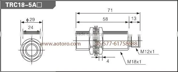infrared sensor switch M18 TRC18-5AO connnector proximity switch cross reference detection sensor