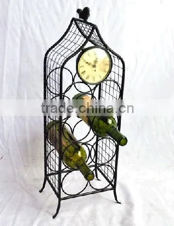 Decorative wrought iron wine bottle holder