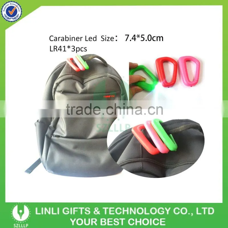 Logo Printed Plastic LED Flashlight Carabiner Keychain