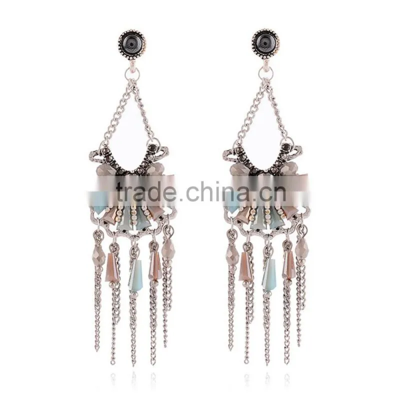 2016 A-bomb Wholesale Fashionable Golden Beaded Tassel Earrings