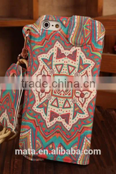 Fashionable Painting PU Leather Case With Sliding For iphone 6