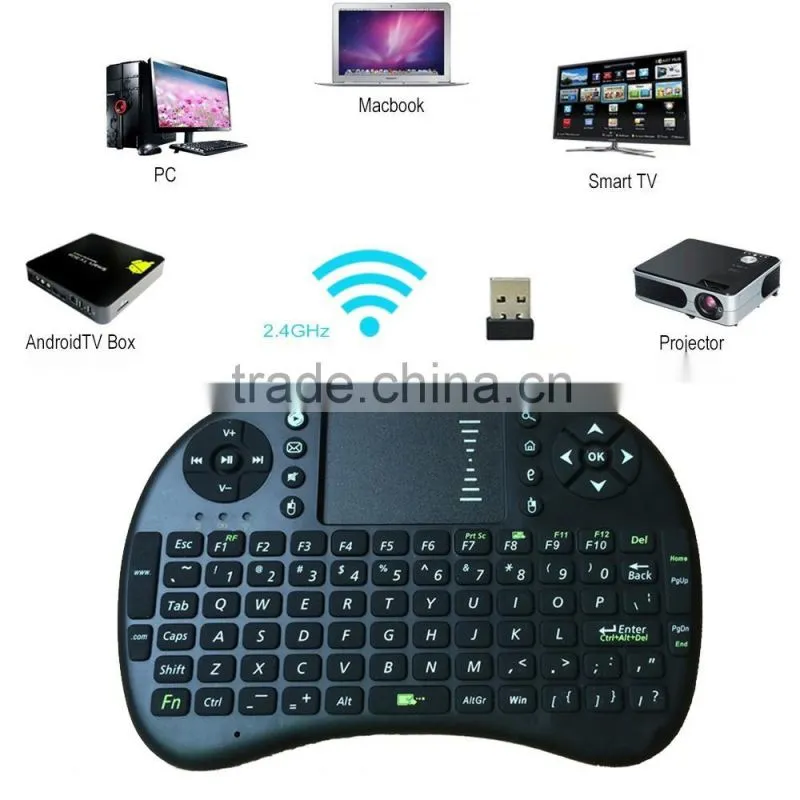 2.4ghz wireless i8 mini gaming keyboard for TV box, tablet pc , laptop ,