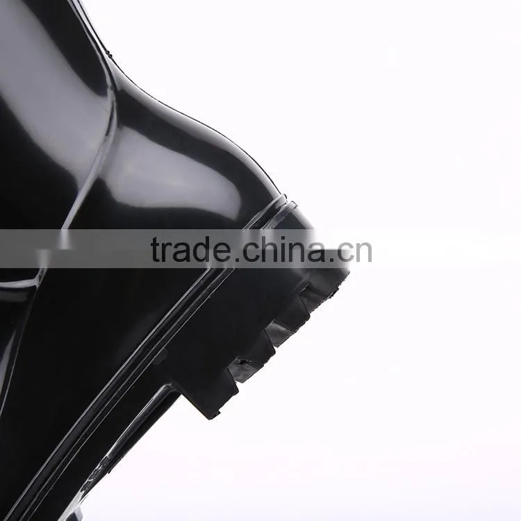 2016 Simple style cheap black pvc rain boots without steel toe, cheap plastic pvc rain boots