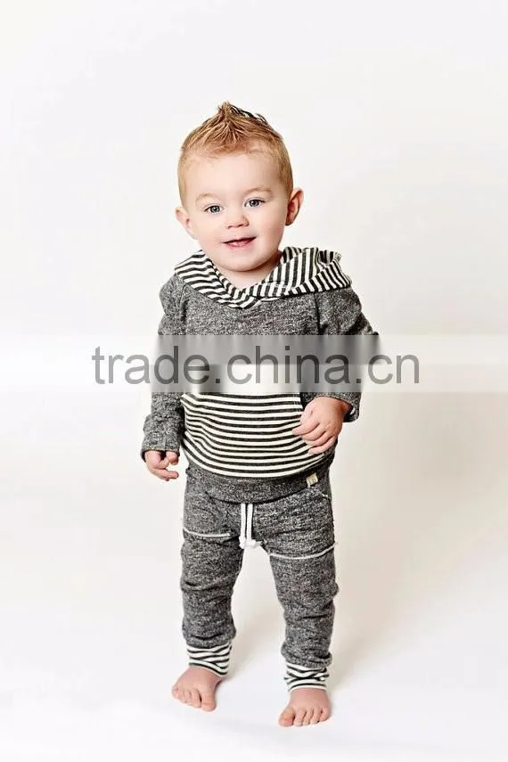 (CP609#grey) children casual cotton pants with striped in the waist and foot for baby pants