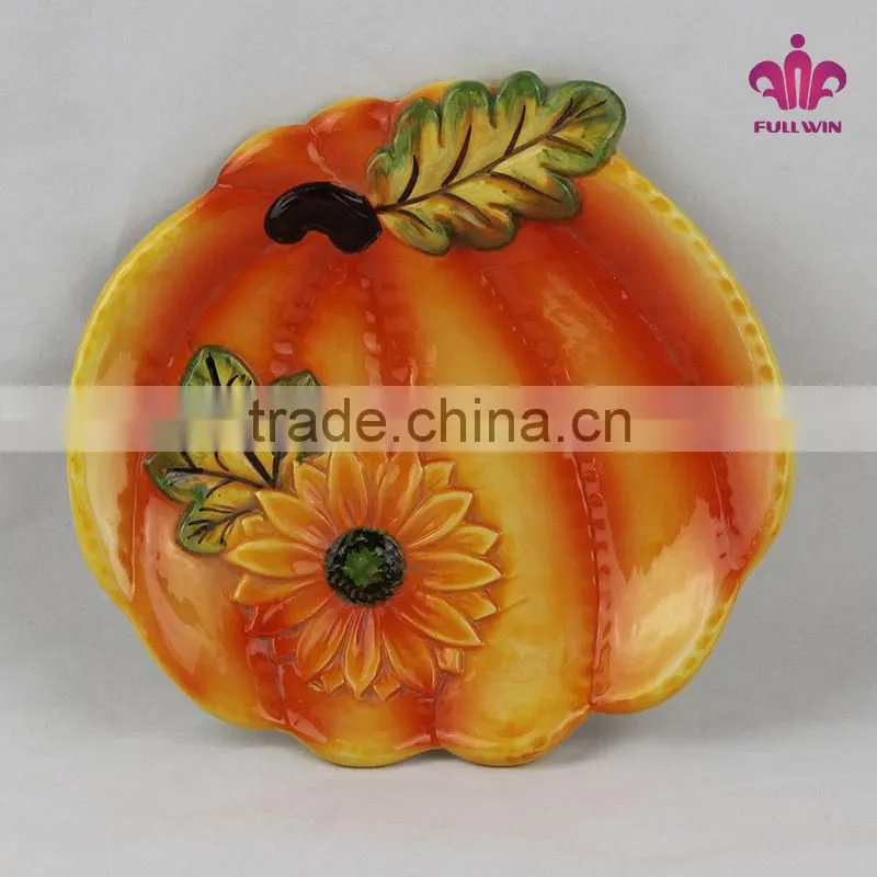 Wholesale ceramic plates,pumpkin plate for harvest decorative