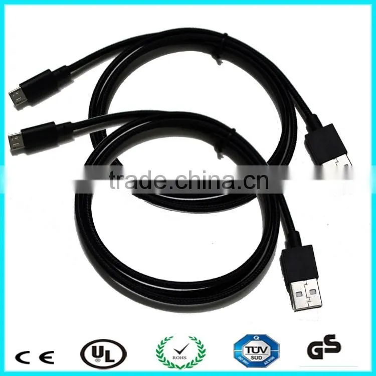1M fabric braided micro usb cable for mobile phone
