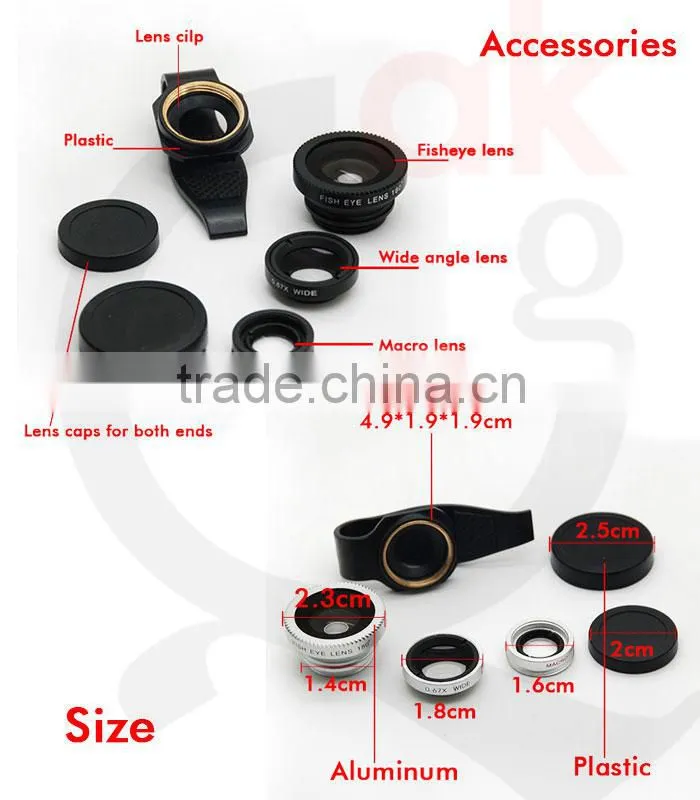 180 degree lens 0.67x wide angle lens fisheye lens macro lens