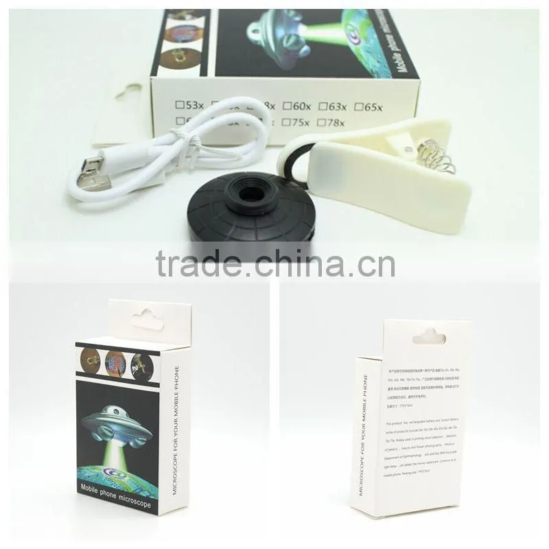 Mobile Phone Microscope Magnifier Lens 68X Optical Zoom Telescope Camera Universal Clip LED Lens For iPhone 6 5S 4S Sumgung