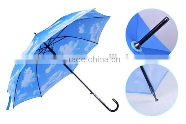 23" Blue Sky and White Cloud Umbrella, Sky Design Long Umbrella