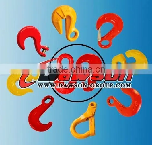 G80 eye sling hook with safety latch,forged eye hook for chain