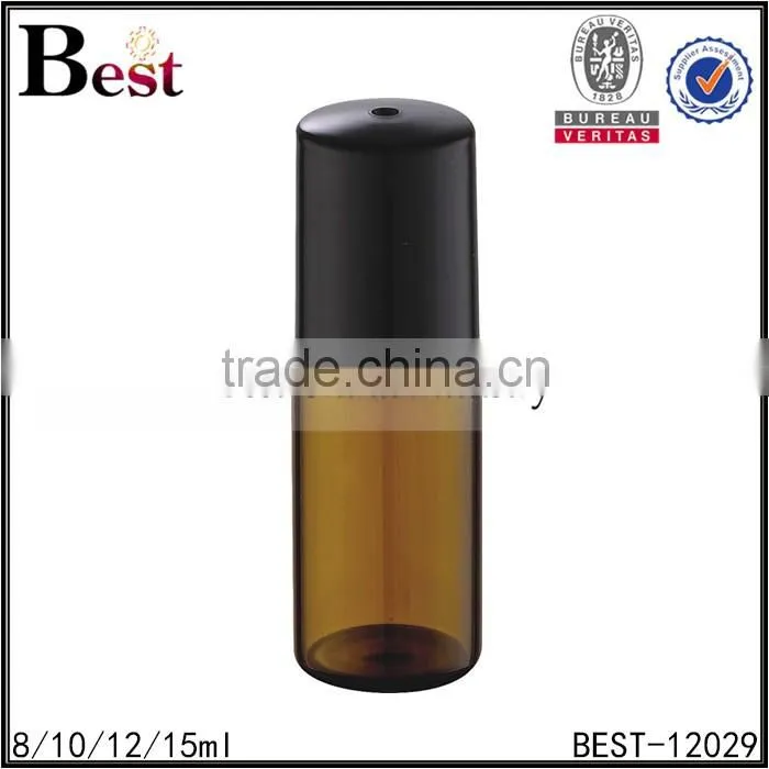 8ml yellow small glass roll on tube perfume bottle stainless steel roller ball aluminum cap