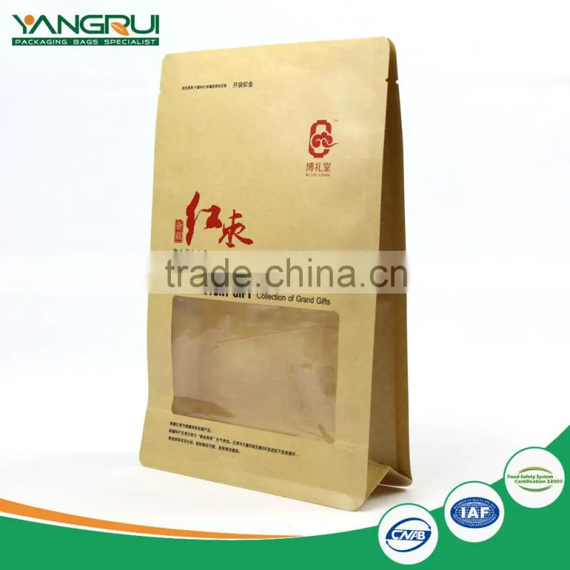 kraft paper stand up pouches square bottom bag with window
