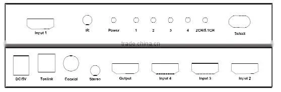 4x1 hdmi switch with audio output support 3D HDMI switch with audio(Toslink+Coaxial+3.5mm stereo) HDMI matrix switch 4x1