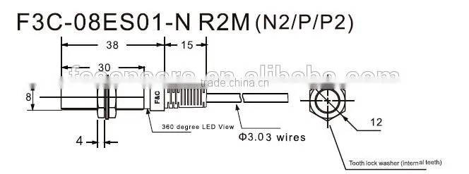 M8* 30mm PNP shield inductive proximity Switch