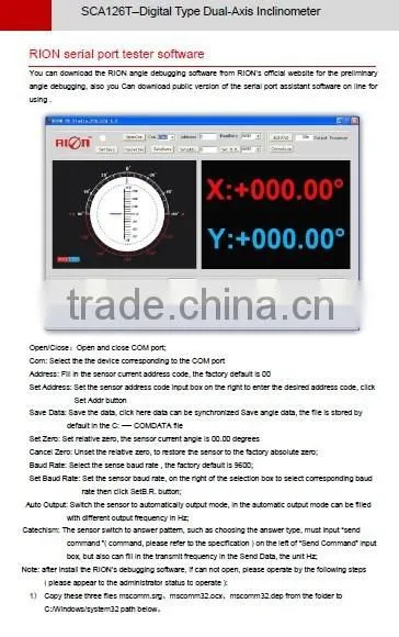 SCA126T Standard dual axis Pitch Roll Output Type Sensor With High Resolution 0.01deg RS232/RS485/TTL CAN/MODBUS Optional