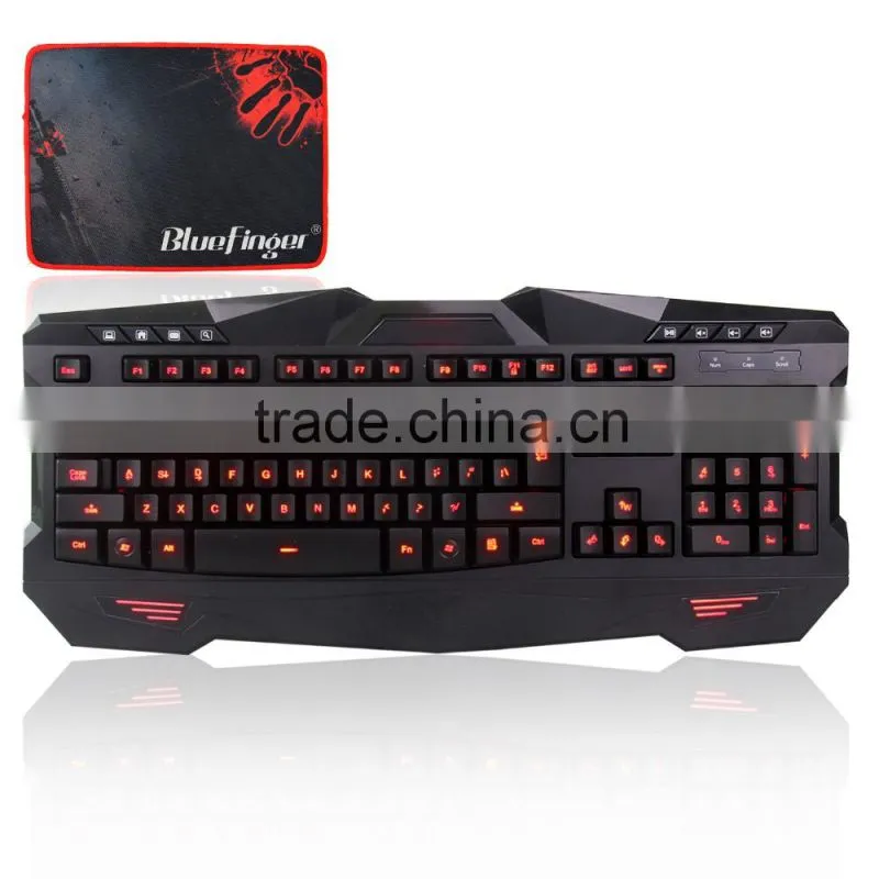 Shenzhen Factory Red Blue Purple Colored USB wired backlit keyboard for gaming